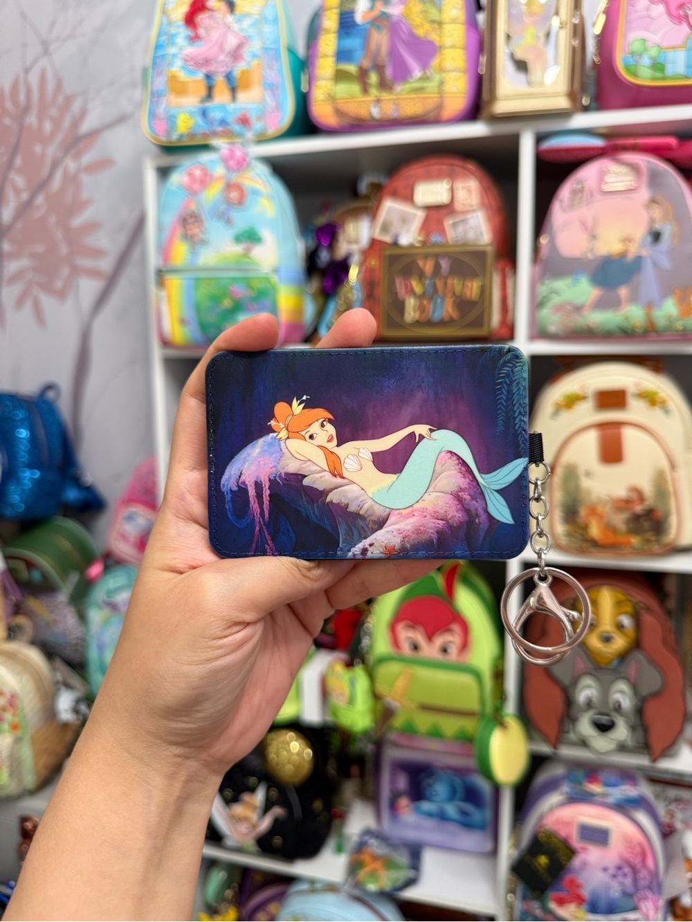Peter Pan Mermaid Disney Card Holder with Keychain - Blue